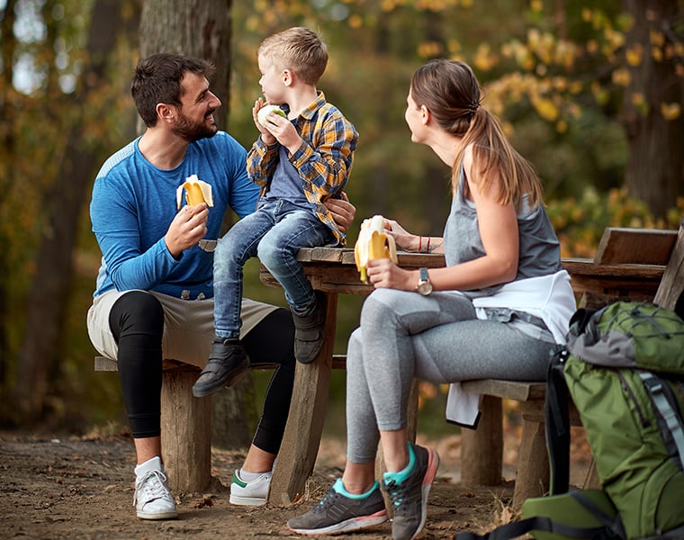 young family in nature