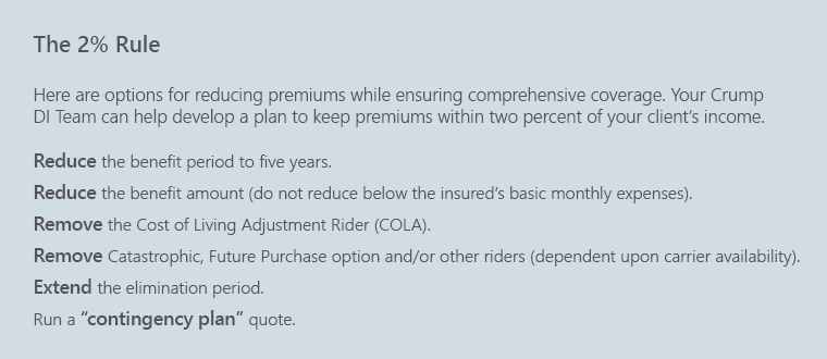 the 2% rule for lowering  your disability insurance coverage