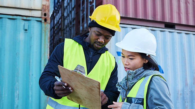 Man and women working together